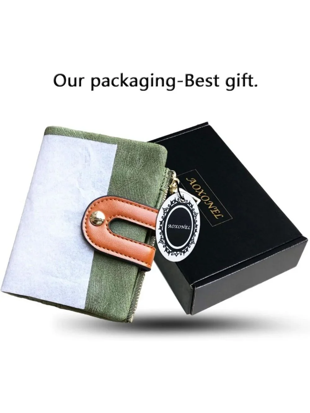 RFID Small Bifold Leather Wallet for Women - Mini Zipper Coin Purse & ID Pocket